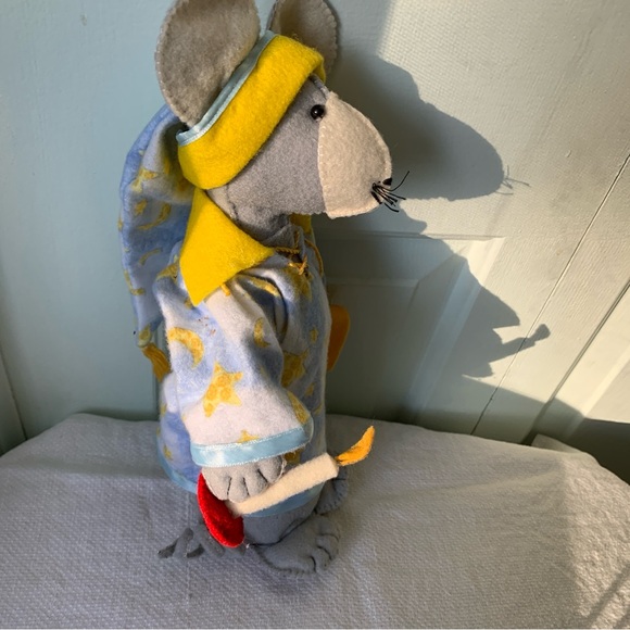 Plush Mouse Toy with Blue and Yellow Pajamas - Picture 2 of 5